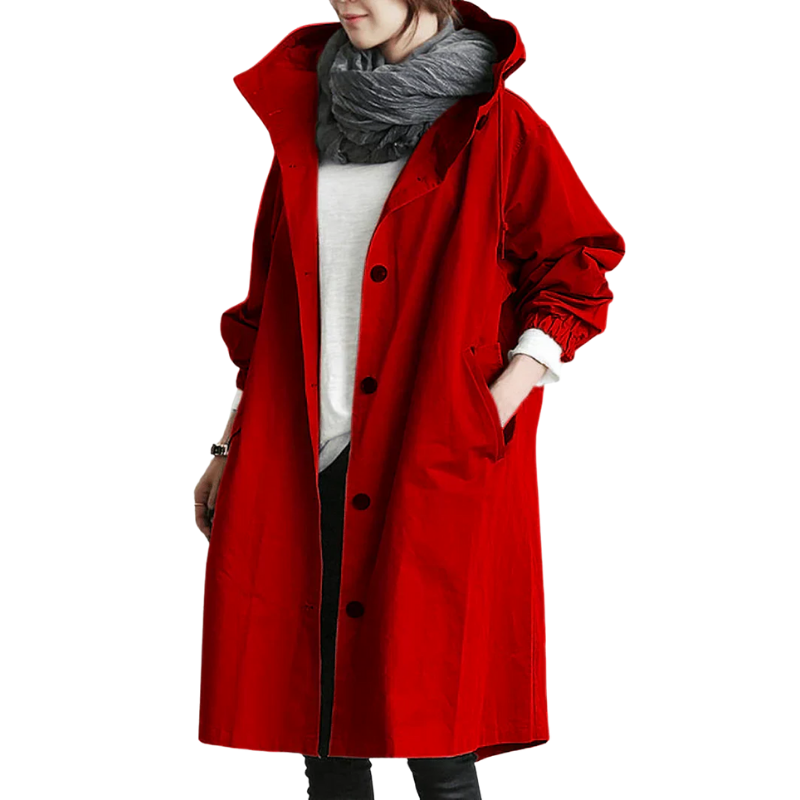 Mara – Wasserdichter Trenchcoat mit Kapuze für Regentage
