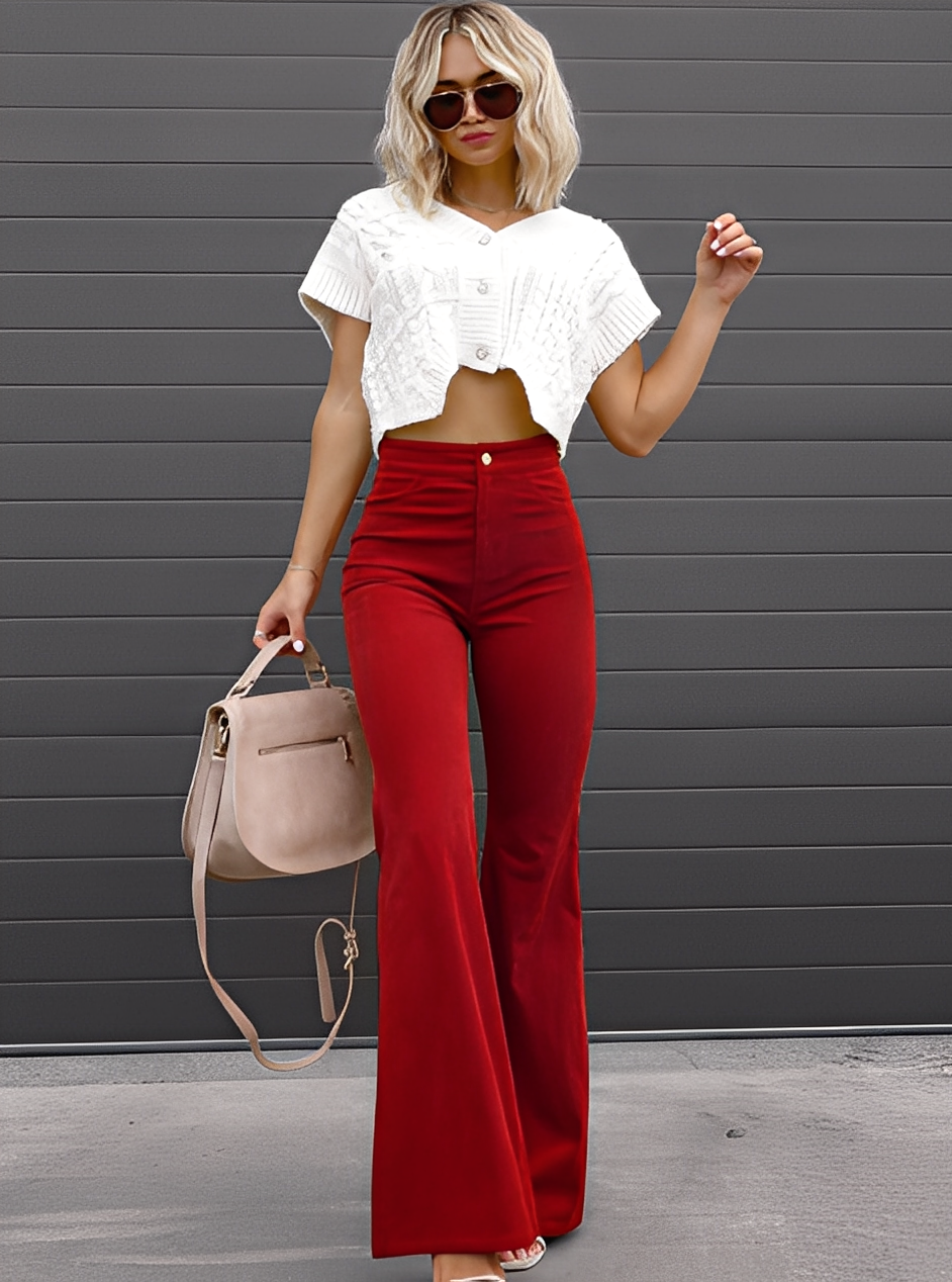 Deziree - Bequeme Hose mit weitem Bein und hohem Bund für Damen