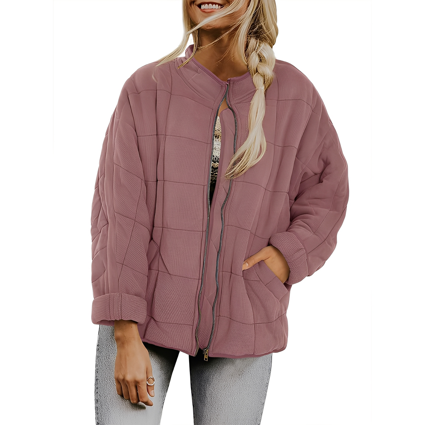 Luana - Leichte Damenjacke mit Quiltmuster und Taschen