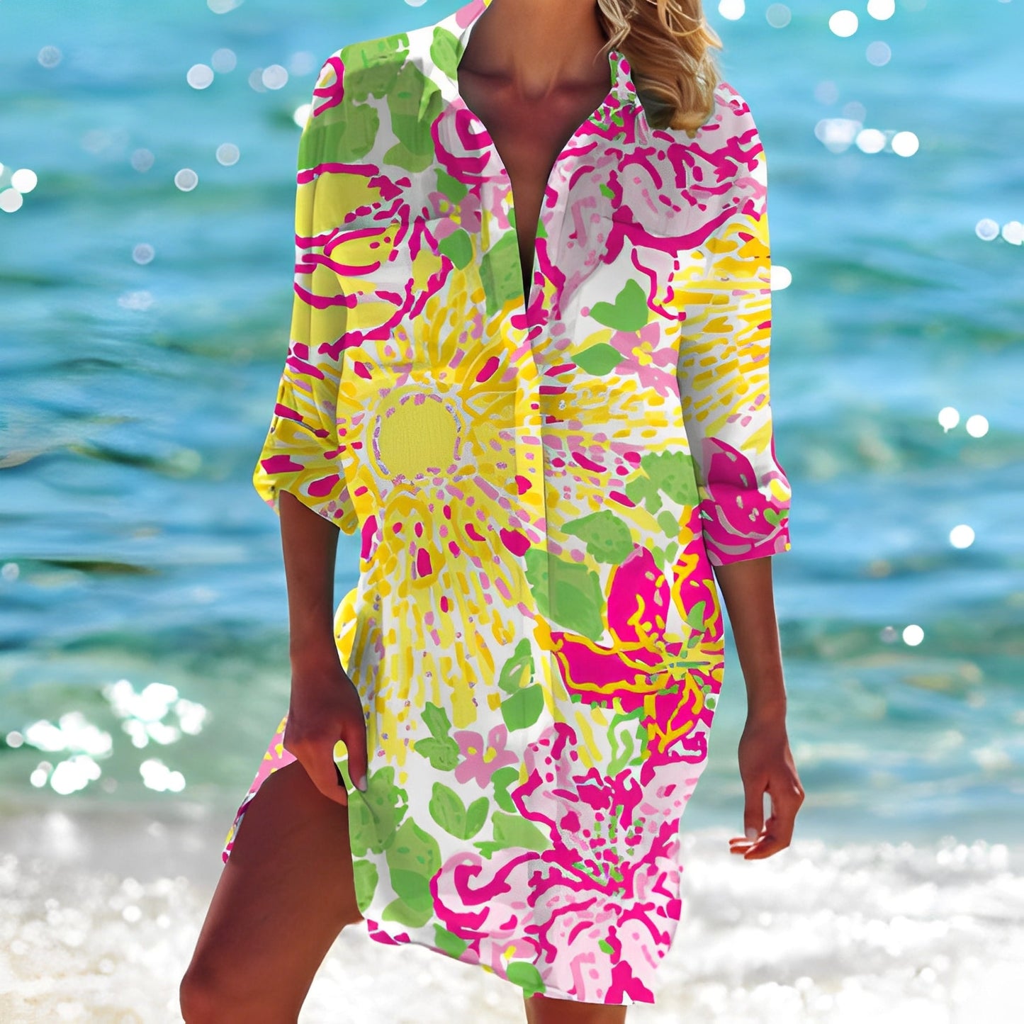 Hollie - Klassisches Damen-Hemdkleid mit Muster