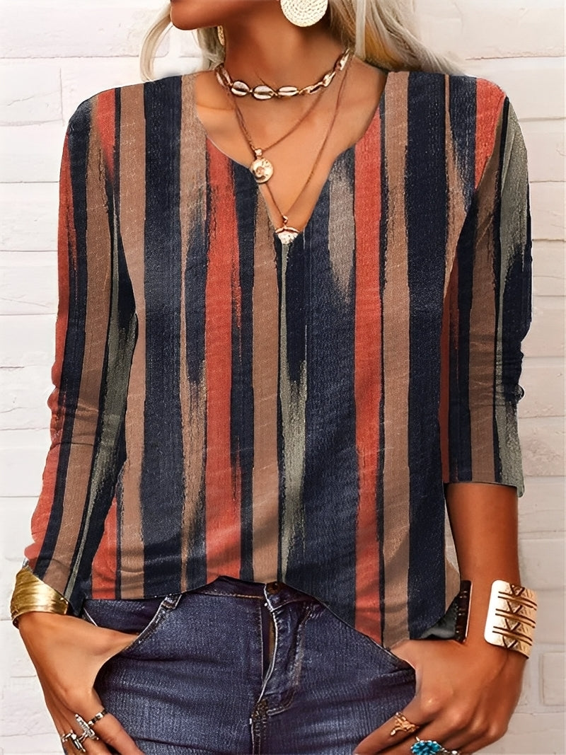 Denise - Frauen Boho-Bluse mit V-Ausschnitt und Knöpfen