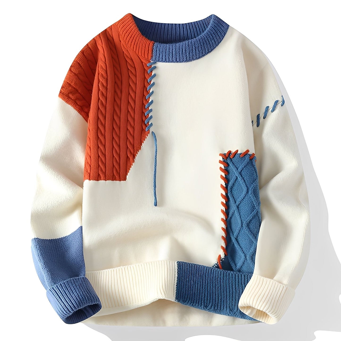 Carter - Eleganter, warmer Herrenpullover im Patchwork-Look