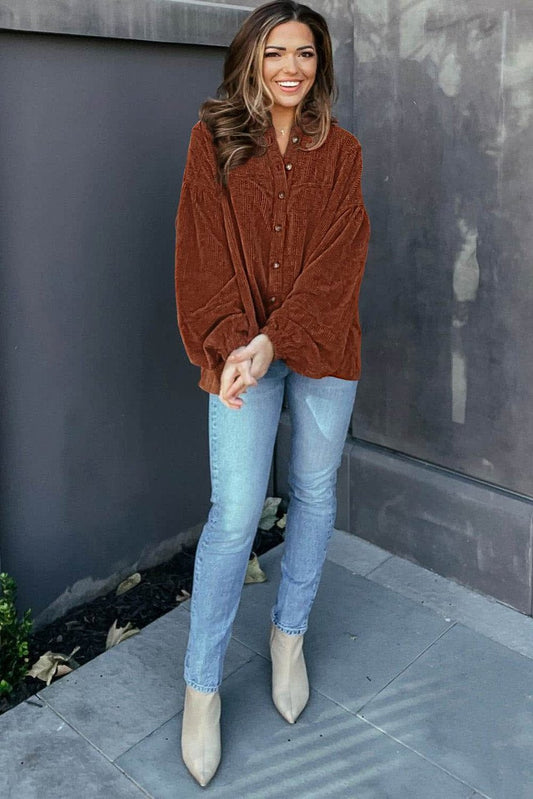 Mai - Samt-Bluse mit Puffärmeln Damenbekleidung