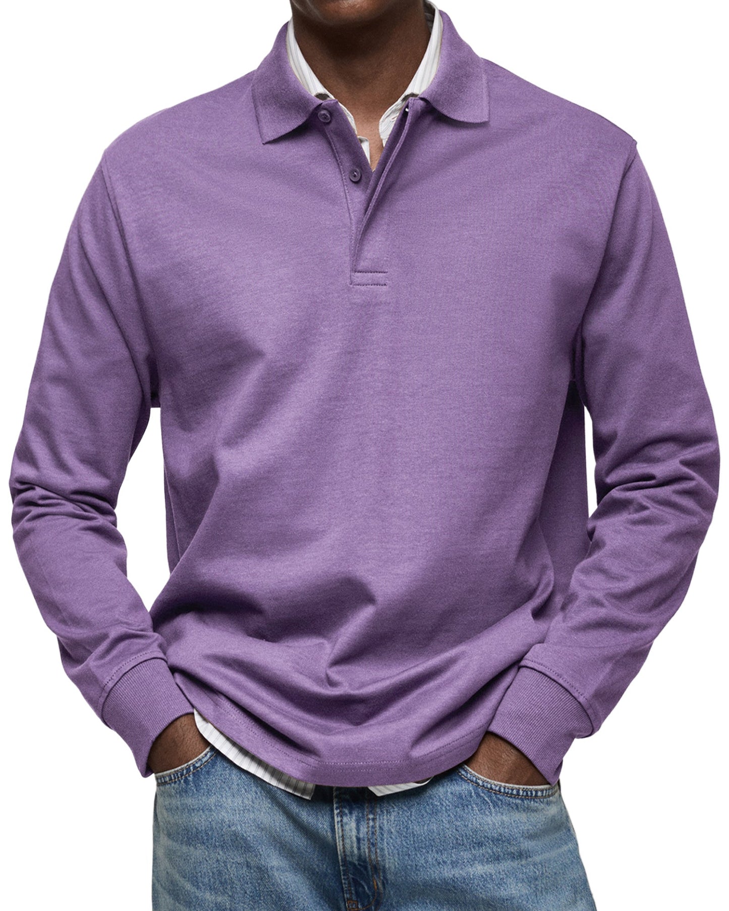 Dewey - Einfaches Langarm-Poloshirt für Herren