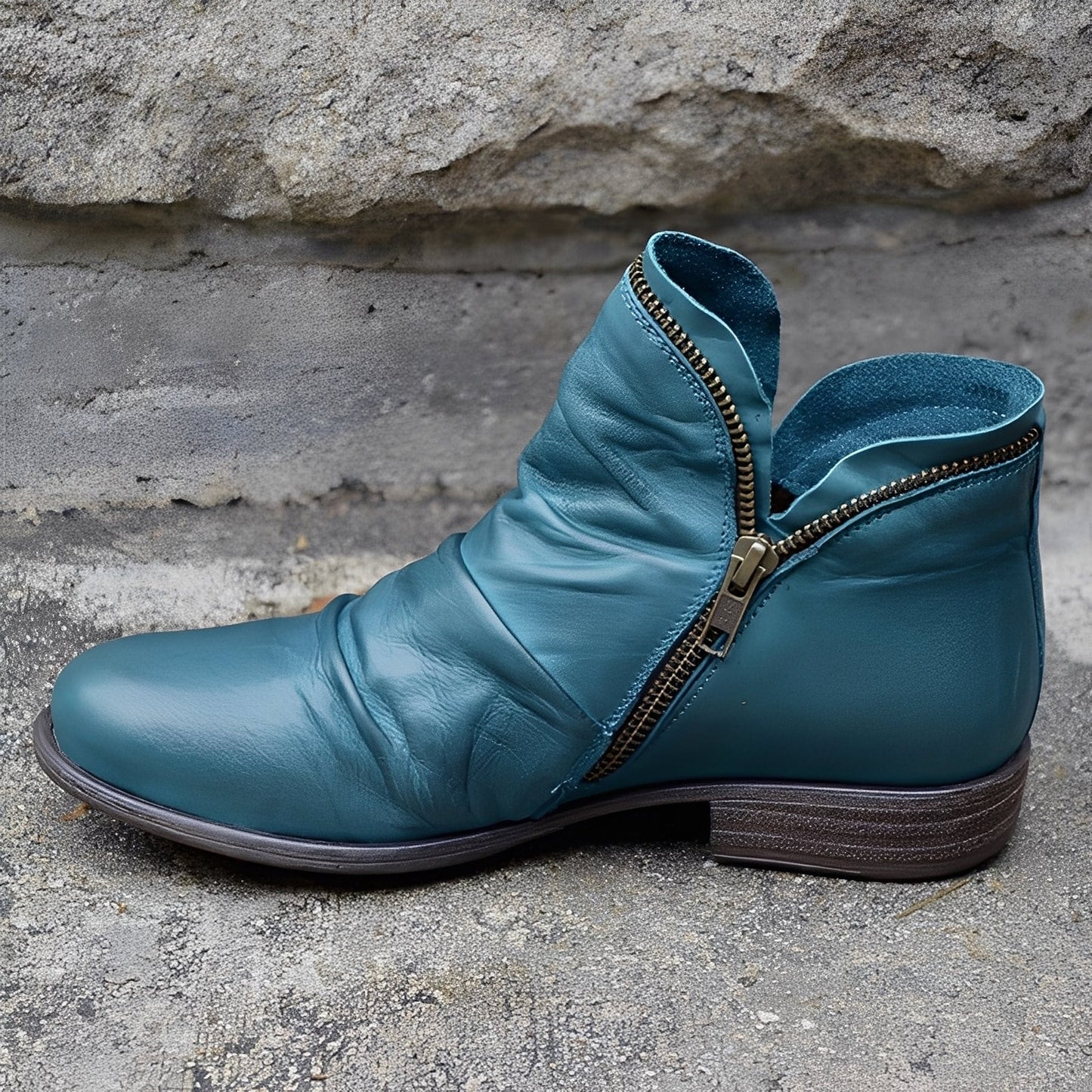 Veronica - Retro-Lederstiefel für Damen mit Zipper