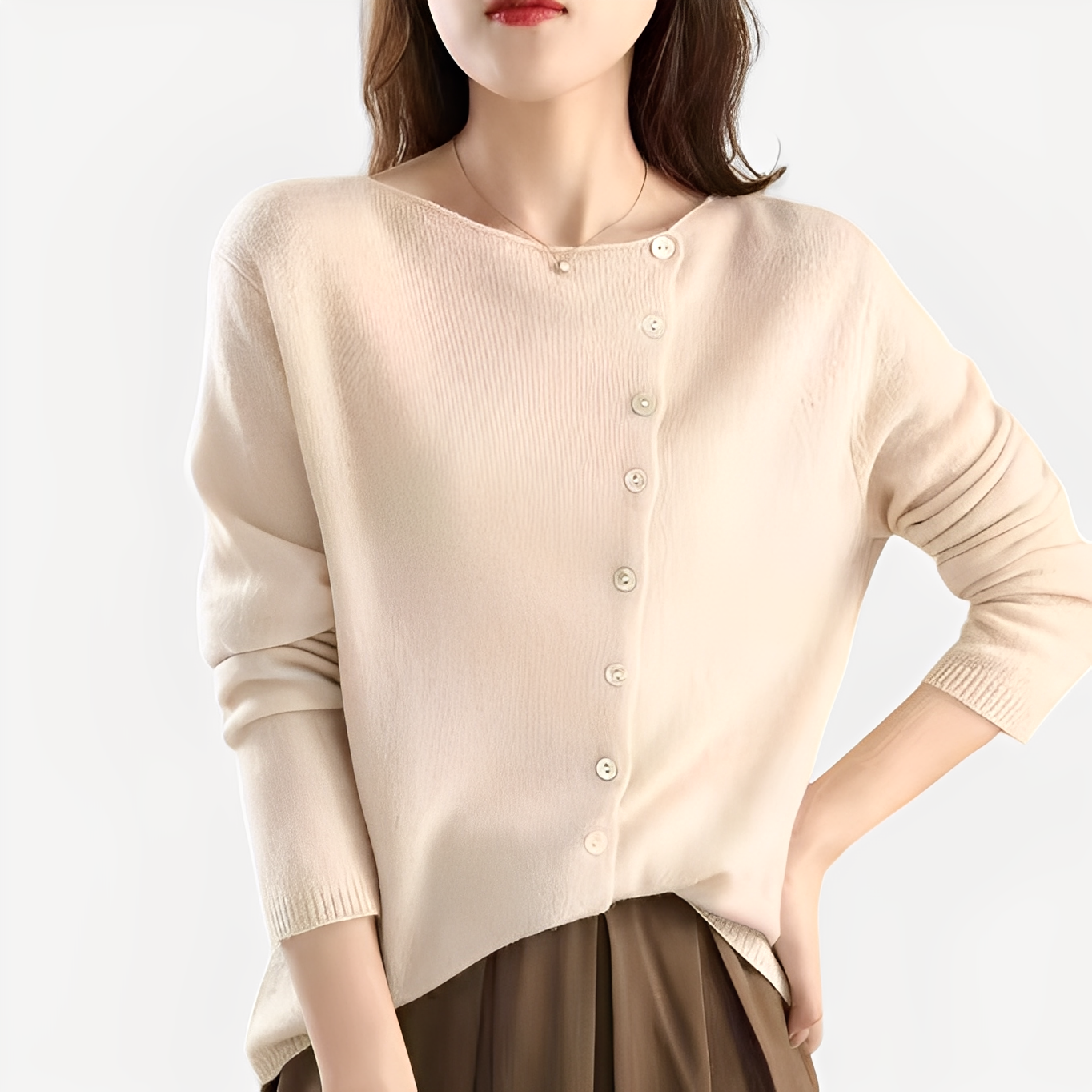 Daria - Stilvolle, warme Ein-Knopf-Strickjacke für Damen