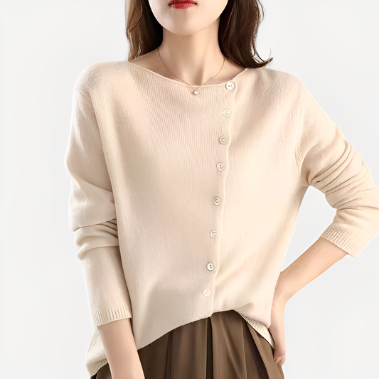 Daria - Stilvolle, warme Ein-Knopf-Strickjacke für Damen