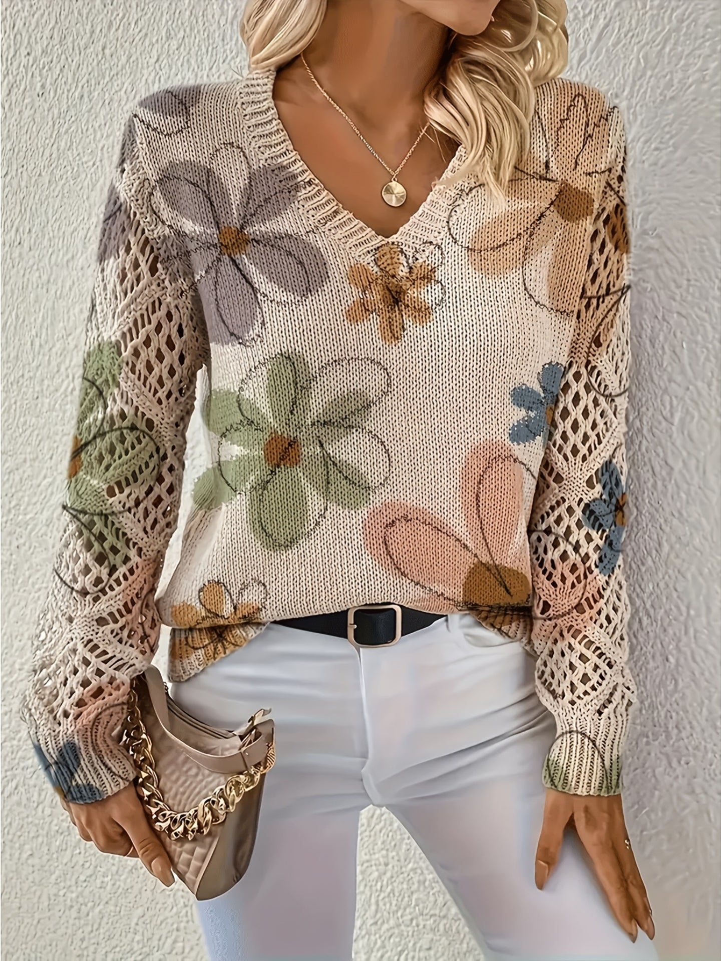 Ashtyn - Eleganter Damenpullover mit Blumenmuster