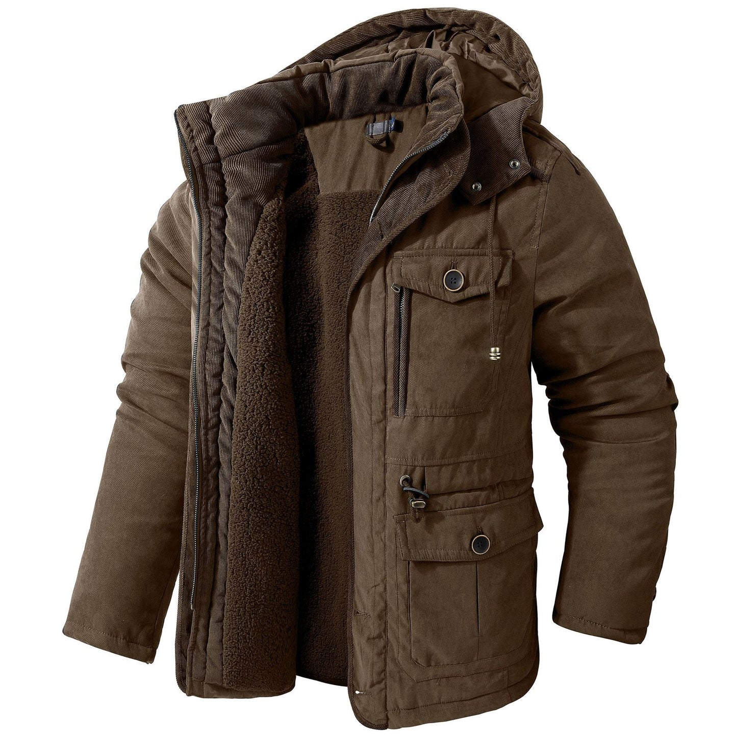 Daren - Flauschige Herrenjacke mit Kapuze