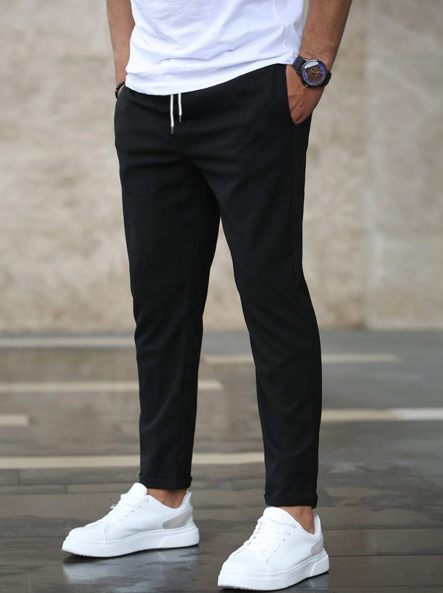 Allan - Bequeme Herrenhose aus Stretchmaterial mit Kordelzug, schlanker Schnitt