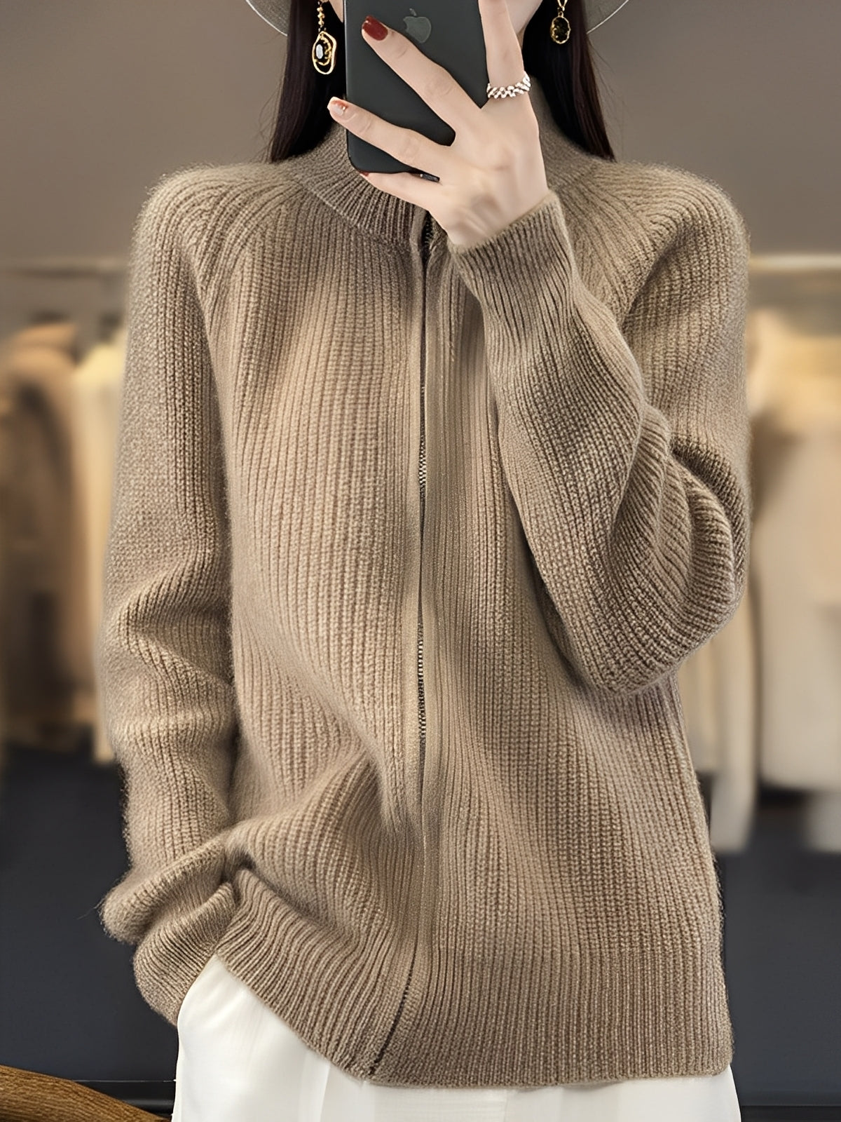 Brylee - Moderne Wollstrickjacke für Damen mit Reißverschluss