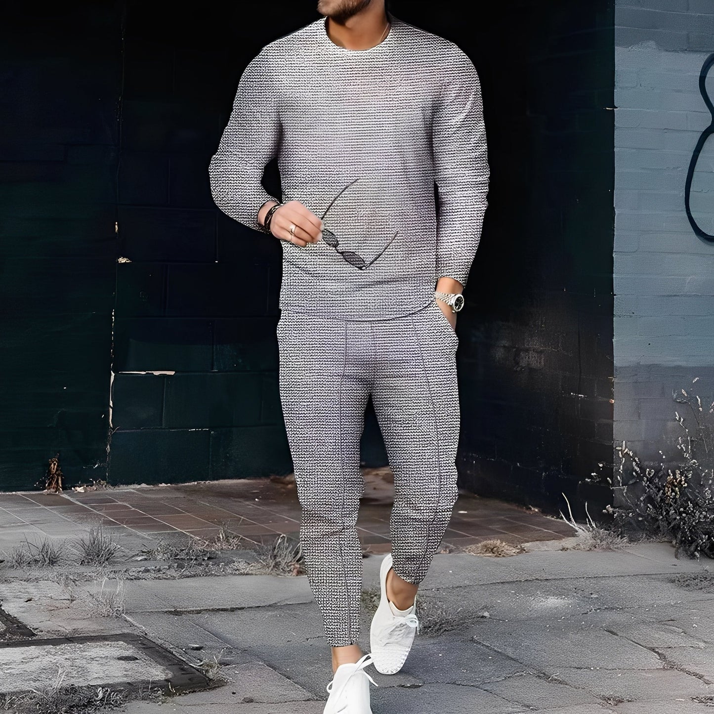 Dillan - Bequemes Slim-Fit-Set für Herren im Waffelstil