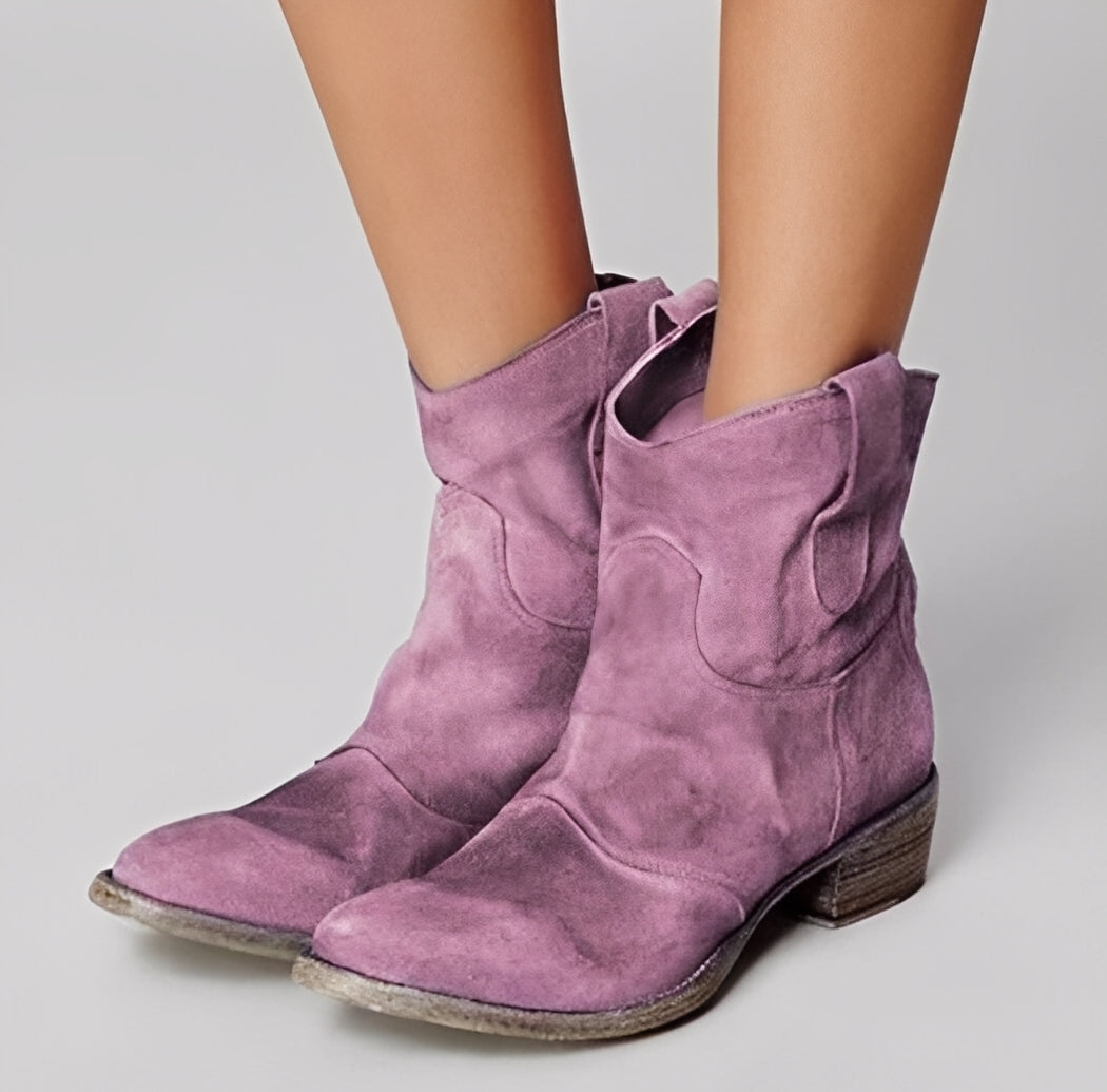 Adaline - Damen-Retro-Cowboy-Stiefel mit niedrigem Absatz