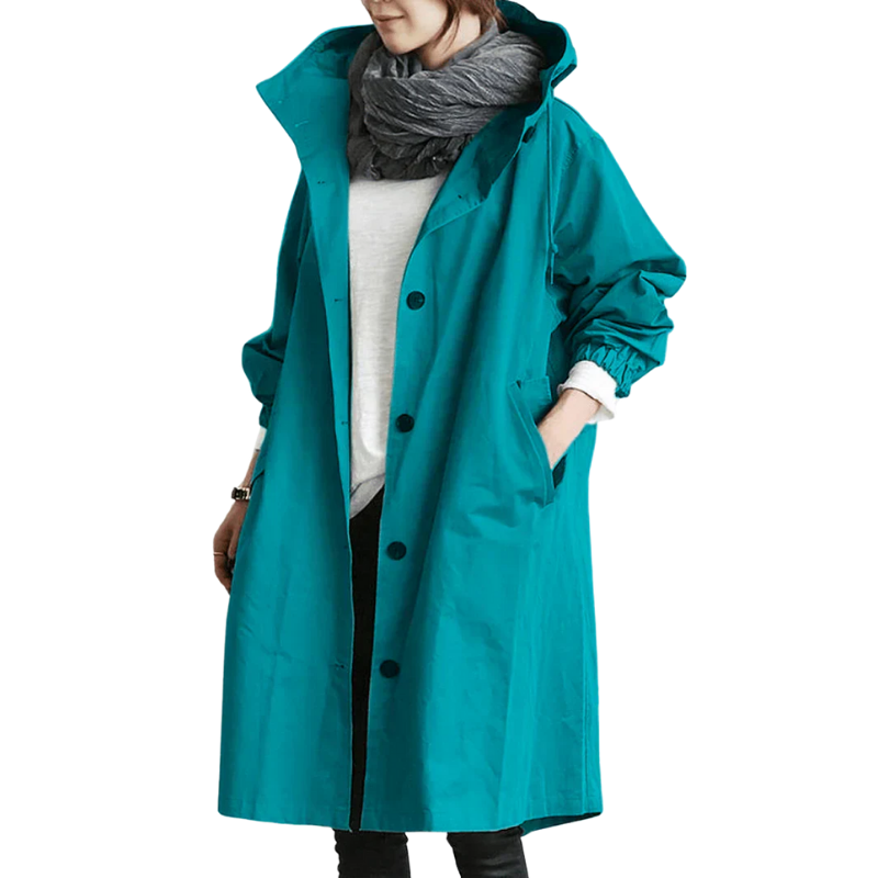 Mara – Wasserdichter Trenchcoat mit Kapuze für Regentage