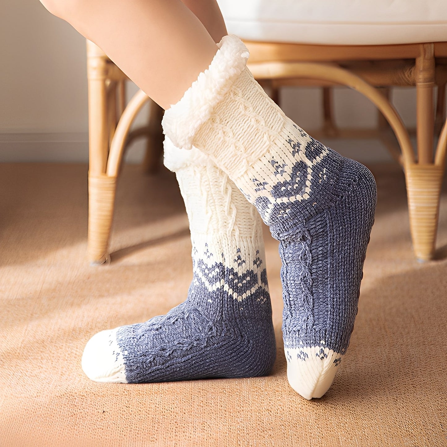 Danika - Modische gestrickte Kuschelsocken mit Herzdesign für Damen