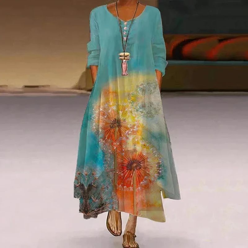 Elira – Zweilagiges Maxikleid mit Print