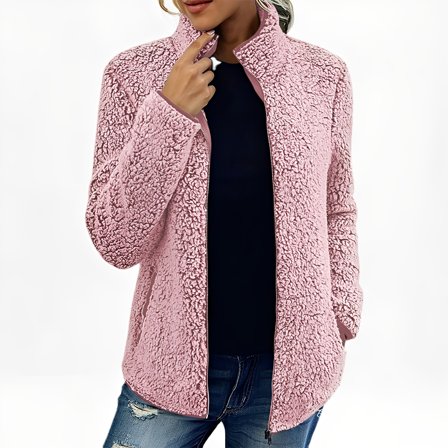 Alethea - Damen Fleece-Samtmantel im eleganten Stil