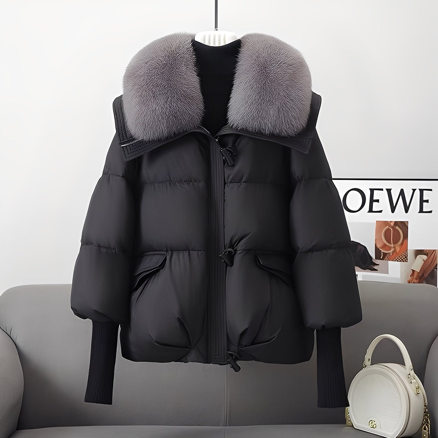 Victoria - schicke Windjacke mit Daunen und Fellkragen für Frauen