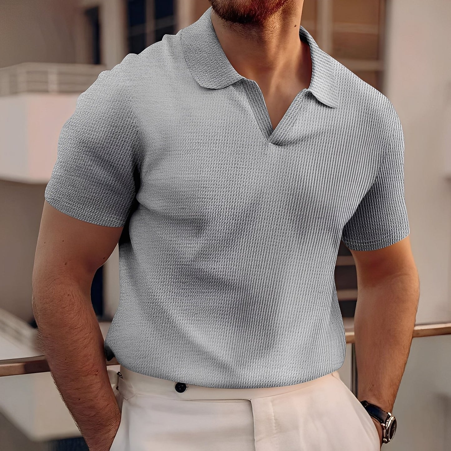 Harley - Schlichtes Herren-Poloshirt mit kurzen Ärmeln und Wabenmuster