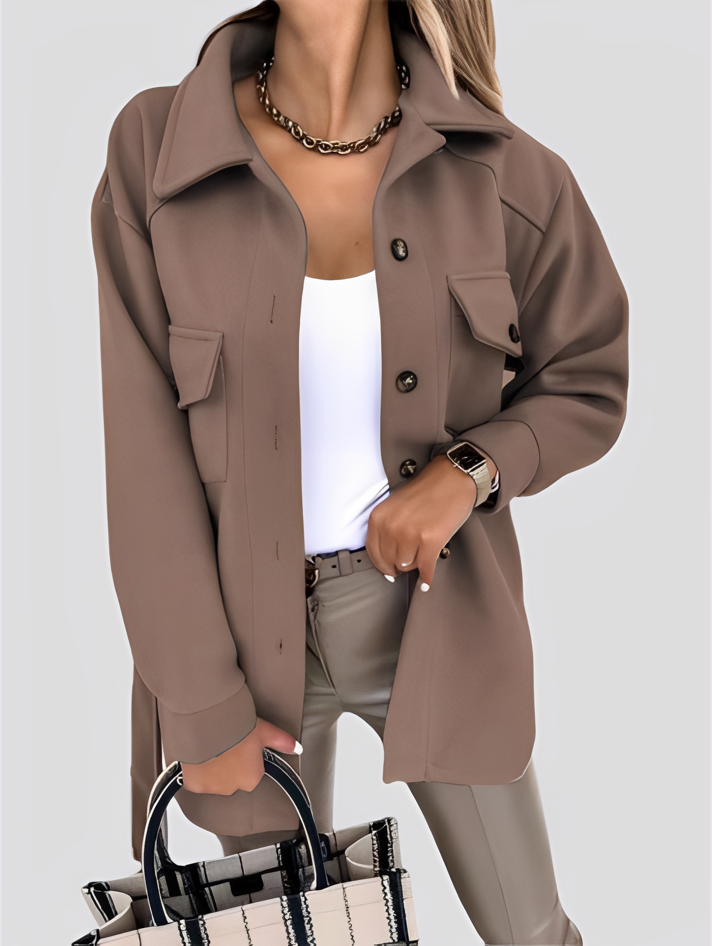Tiffanie - Moderne, leichte Wolljacke für Damen mit Reverskragen