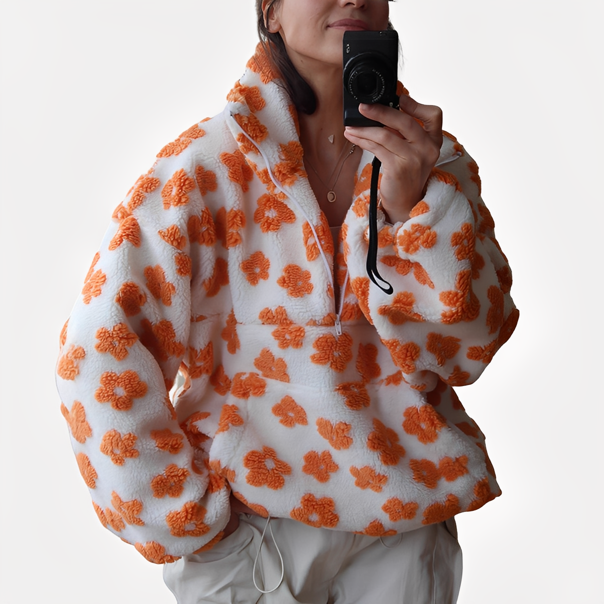 Elizabeth - Damen-Sherpa-Pullover mit elegantem Blumenprint