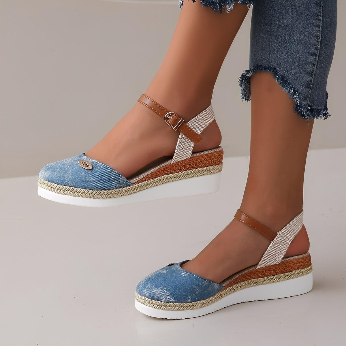 Elinor - Bequeme Keilabsatz-Hanfsandalen für Frauen