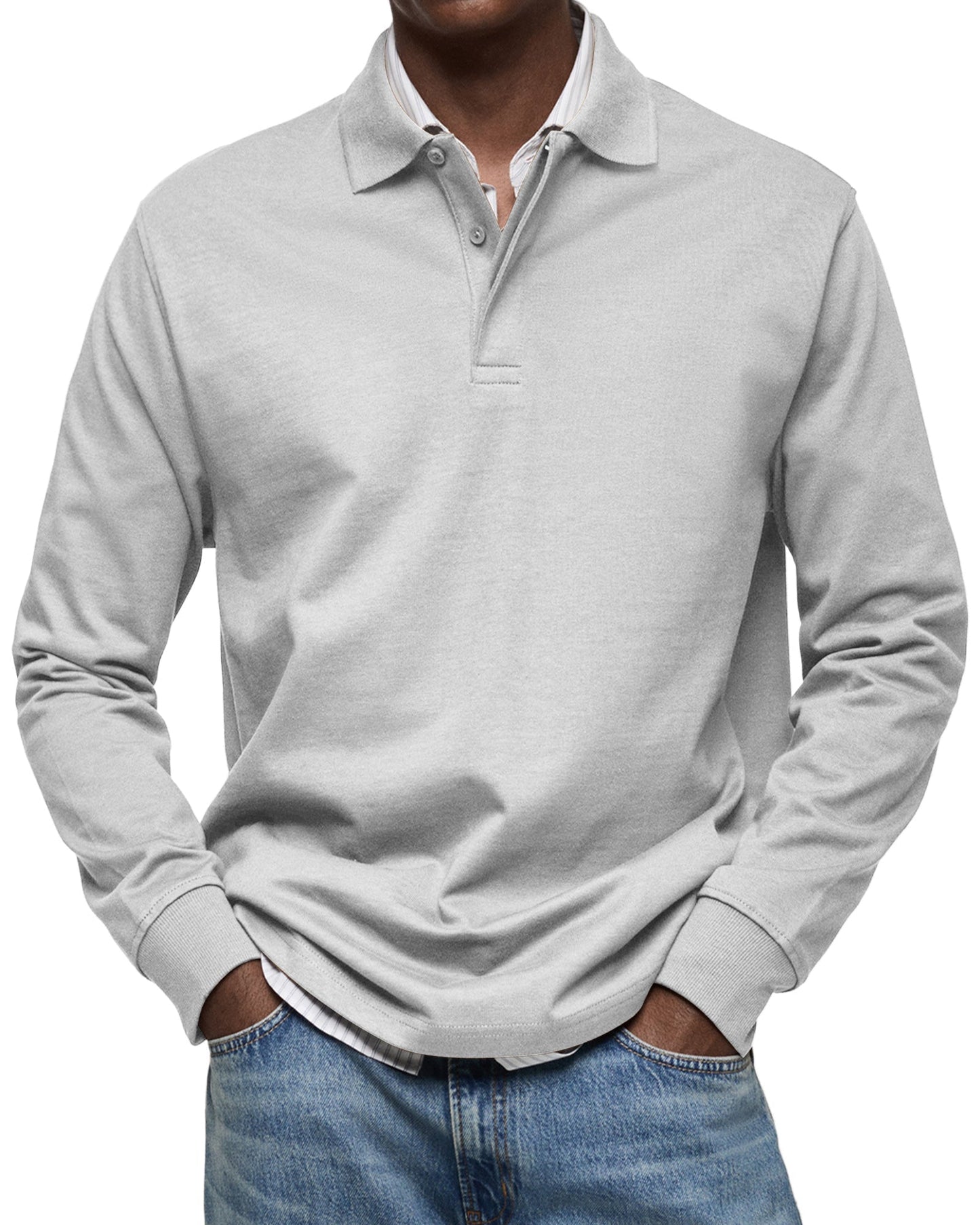 Dewey - Einfaches Langarm-Poloshirt für Herren