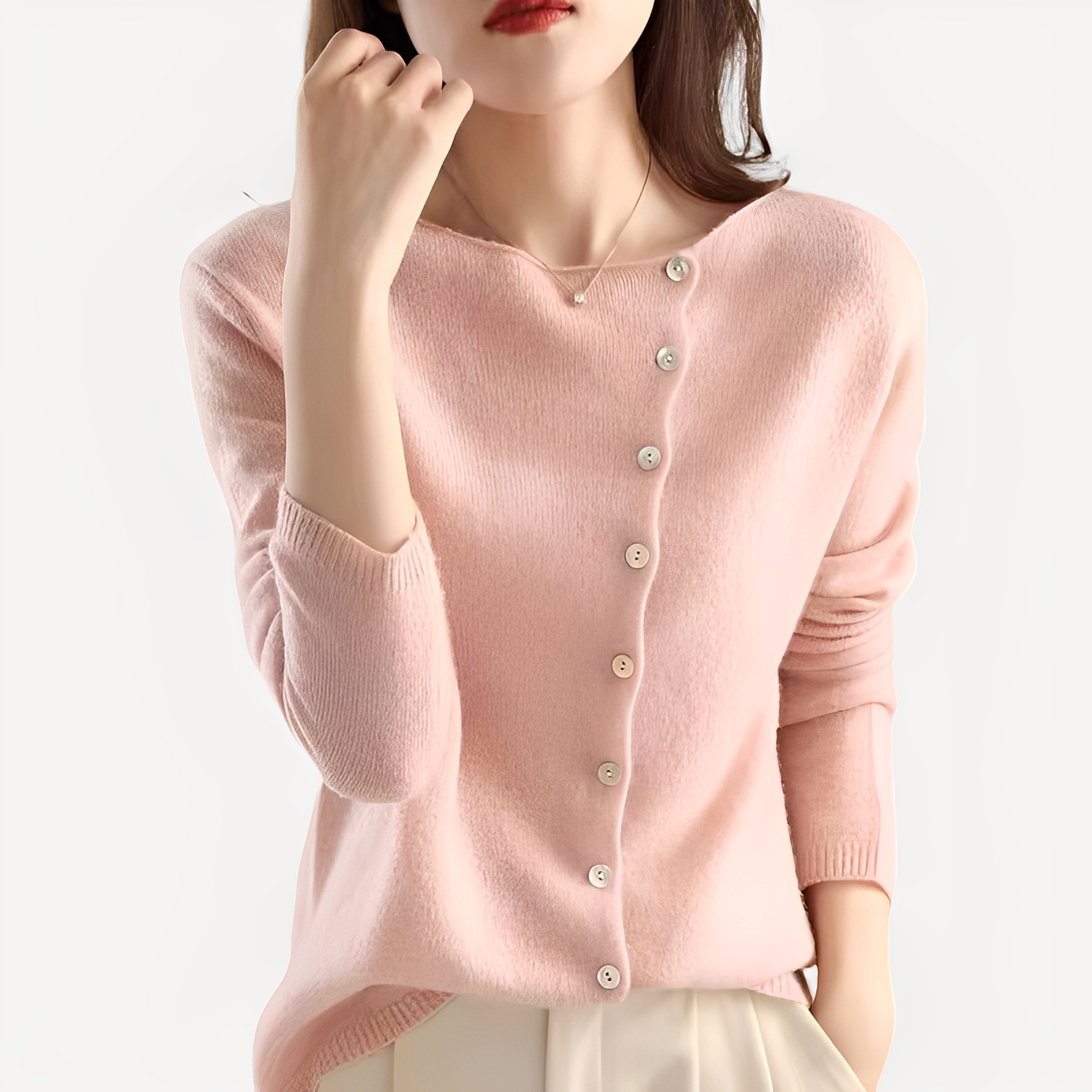 Daria - Stilvolle, warme Ein-Knopf-Strickjacke für Damen