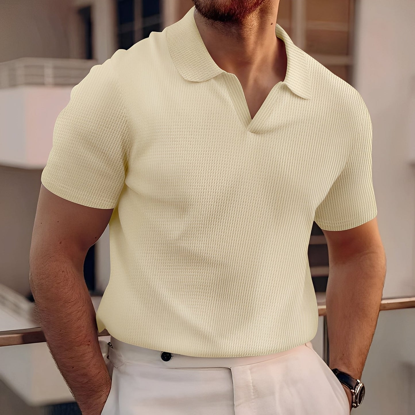 Harley - Schlichtes Herren-Poloshirt mit kurzen Ärmeln und Wabenmuster