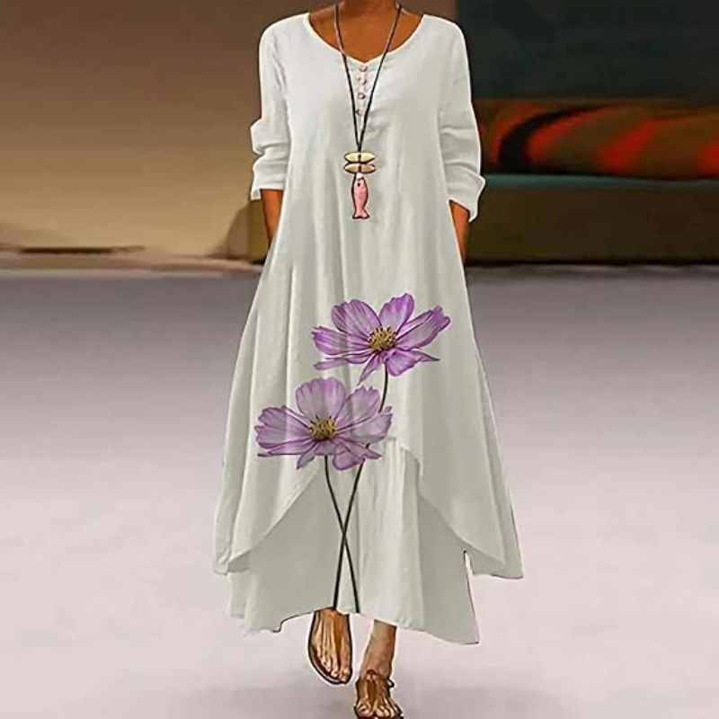 Elira – Zweilagiges Maxikleid mit Print