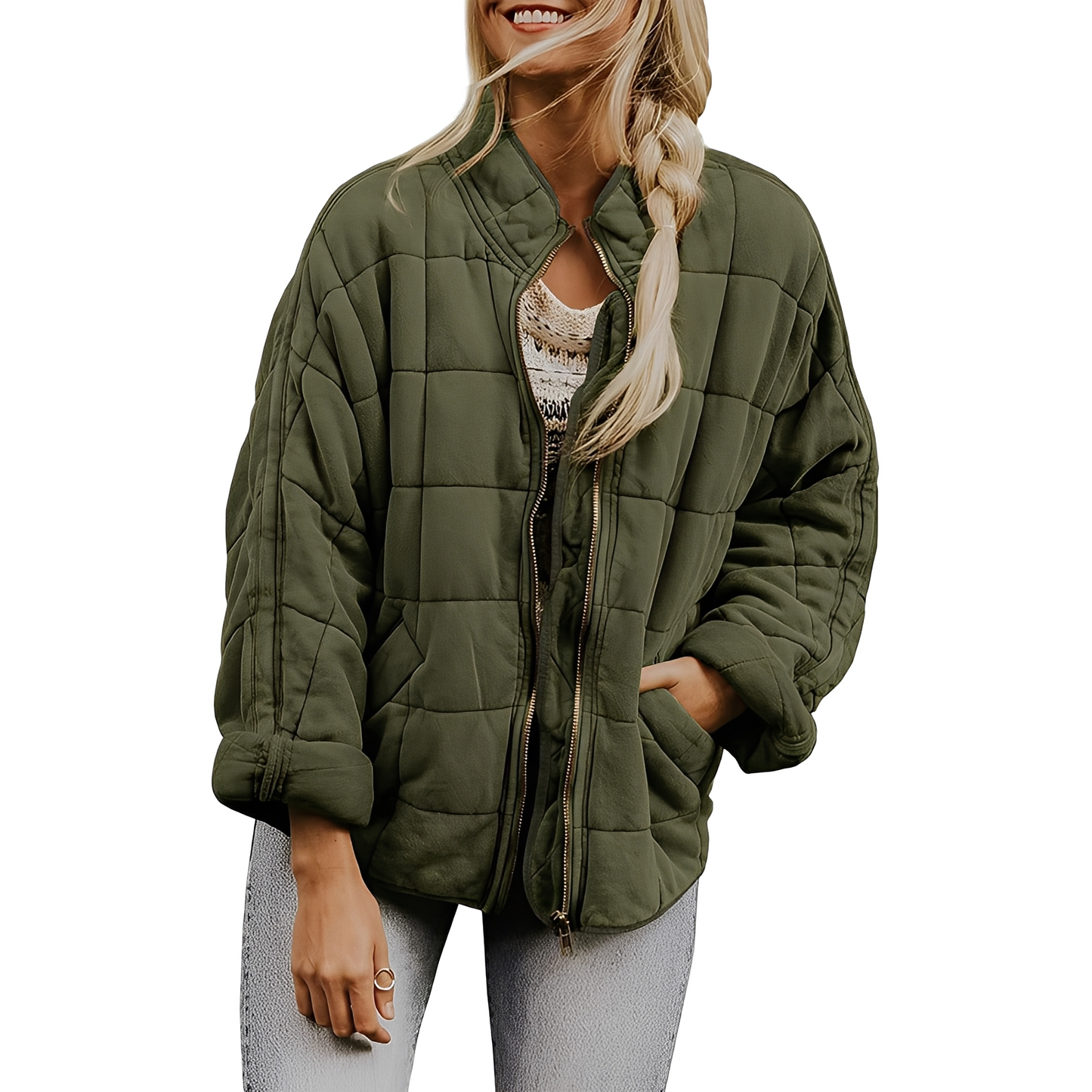 Luana - Leichte Damenjacke mit Quiltmuster und Taschen