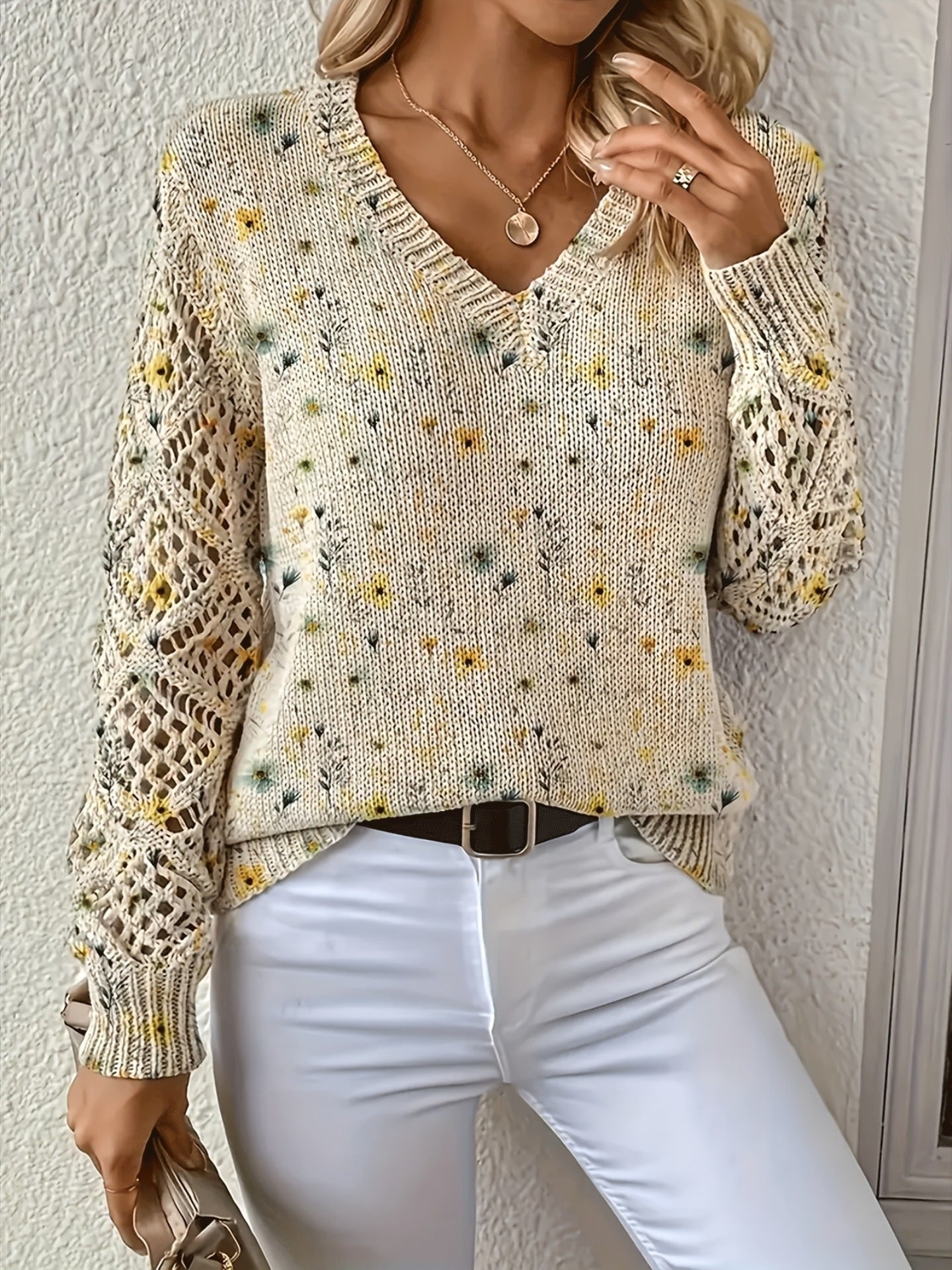 Ashtyn - Eleganter Damenpullover mit Blumenmuster