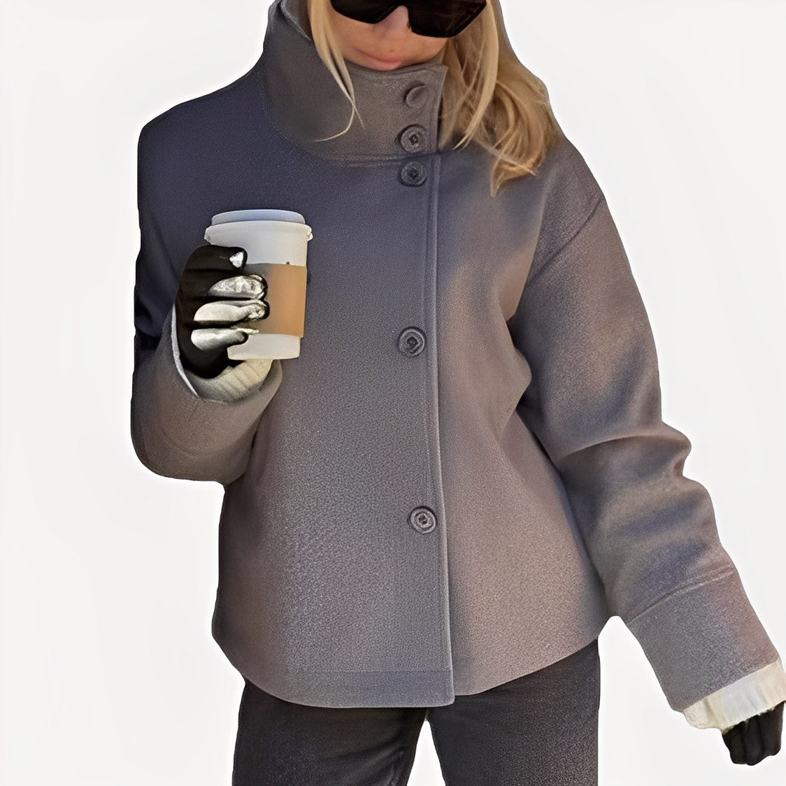 Carolyn - Elegante Damen Wolljacke mit einem Knopf