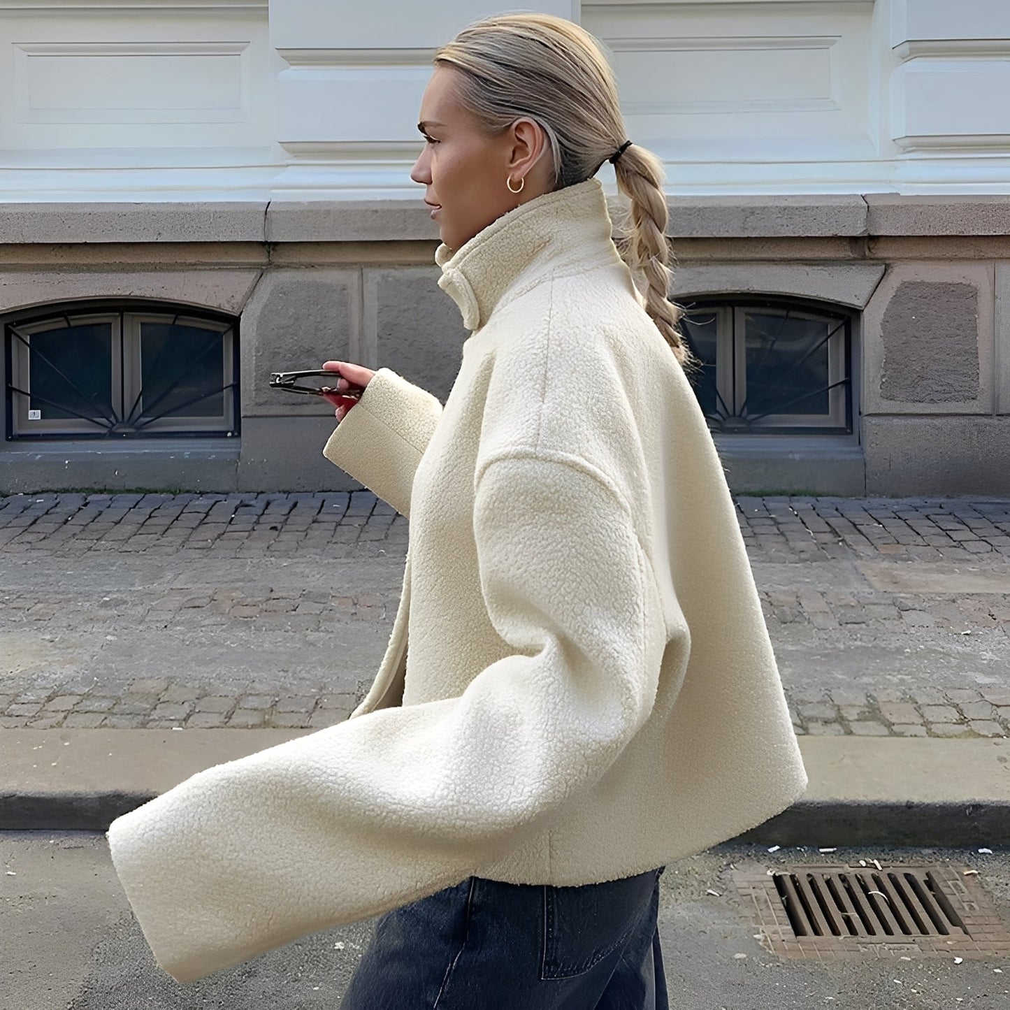 Shania - Moderner, lockerer Oversize-Fleece-Mantel für Damen