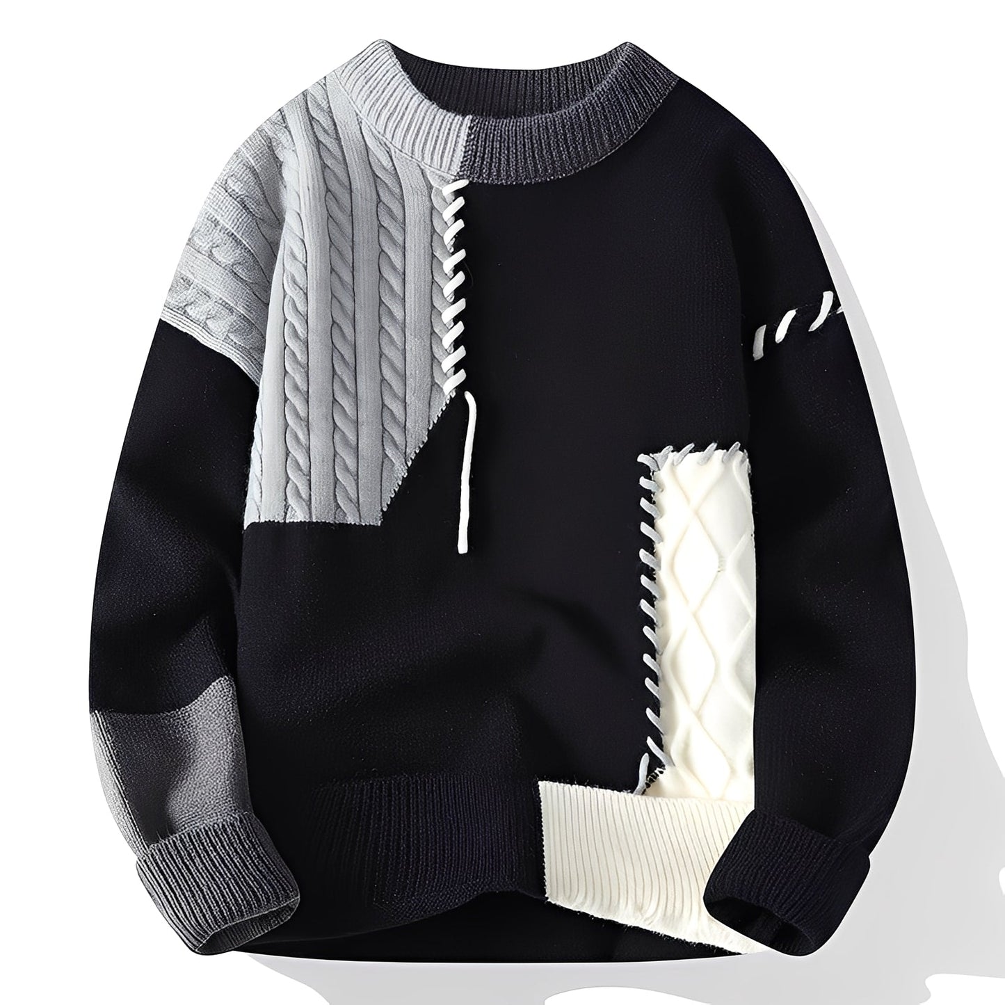 Carter - Eleganter, warmer Herrenpullover im Patchwork-Look