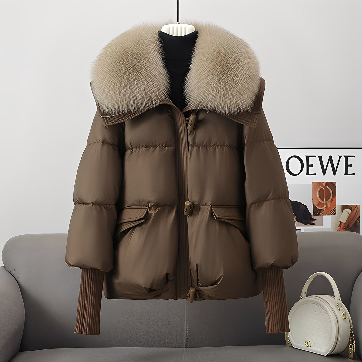 Victoria - schicke Windjacke mit Daunen und Fellkragen für Frauen