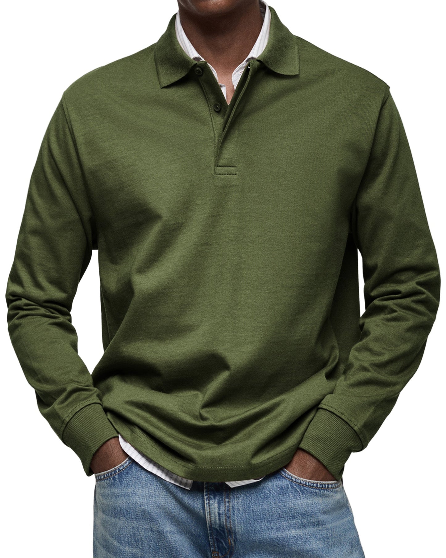 Dewey - Einfaches Langarm-Poloshirt für Herren