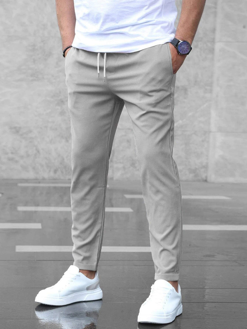 Allan - Bequeme Herrenhose aus Stretchmaterial mit Kordelzug, schlanker Schnitt