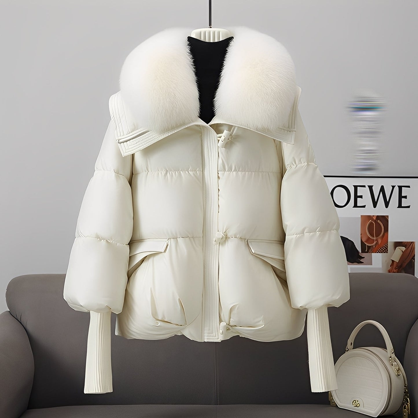 Victoria - schicke Windjacke mit Daunen und Fellkragen für Frauen