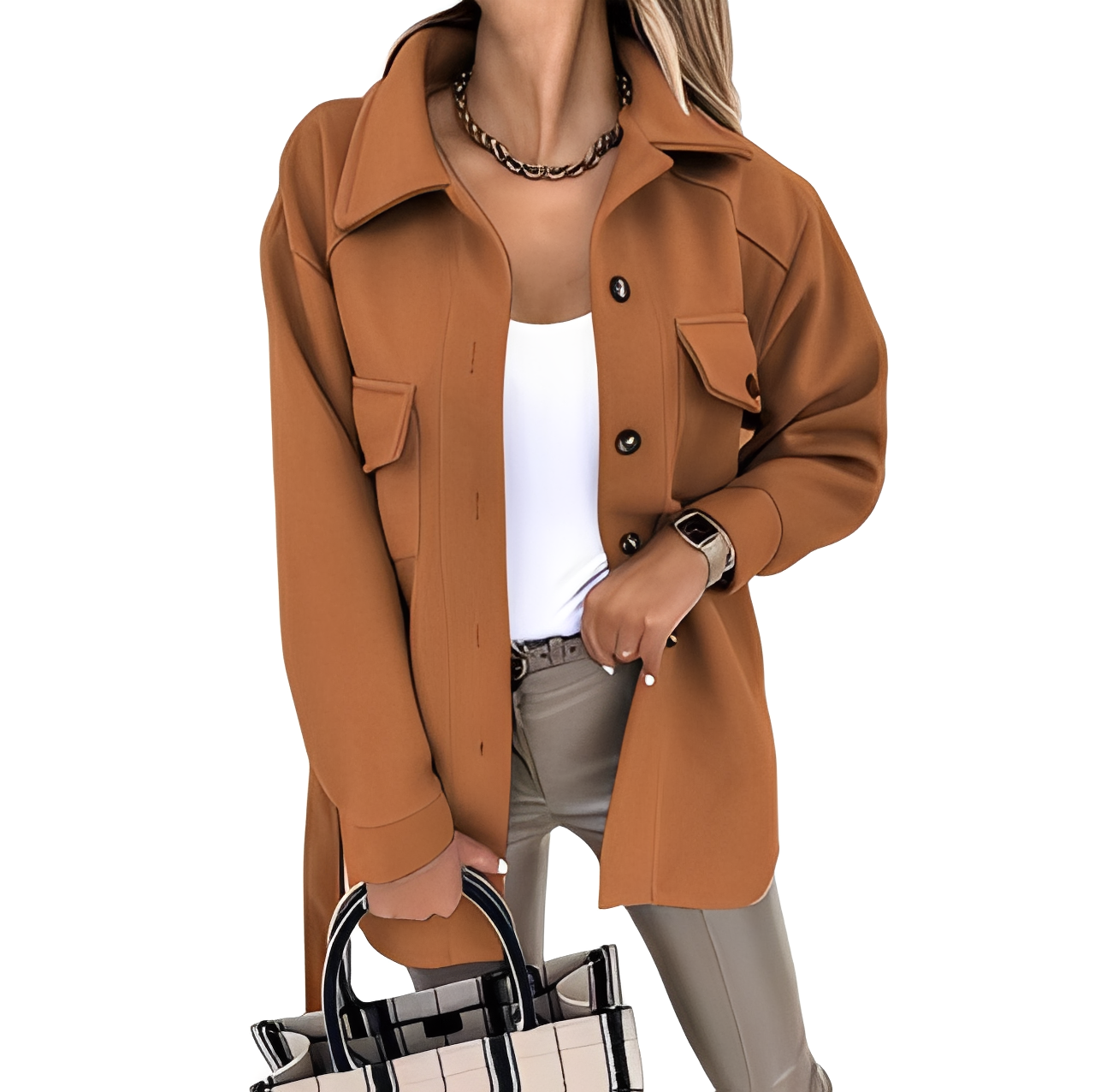Bethanie - Dünne Frauenjacke mit Kragen und Knöpfen