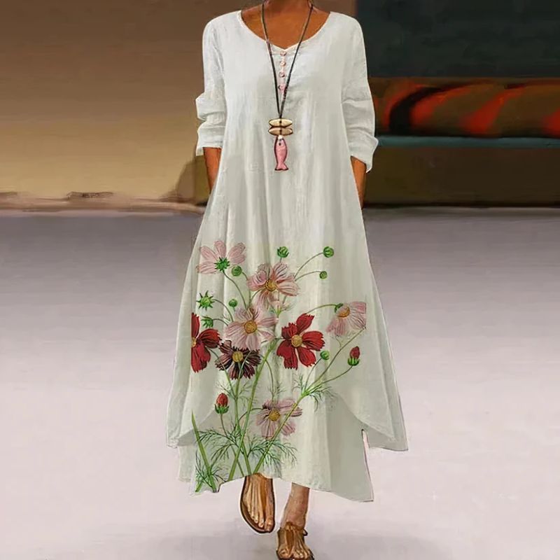 Elira – Zweilagiges Maxikleid mit Print