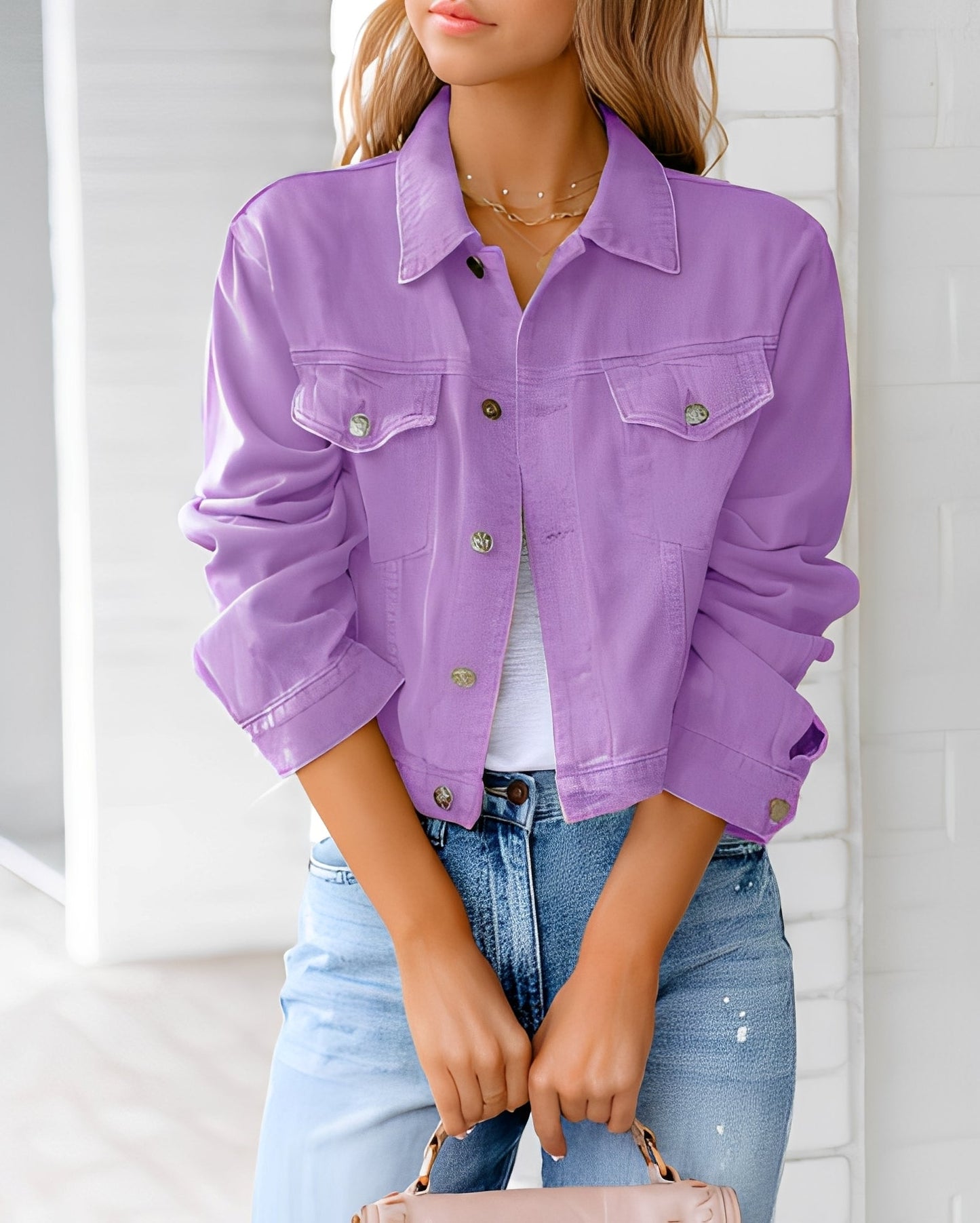 Paulene - Stylische Jeansjacke mit Knöpfen und Taschen