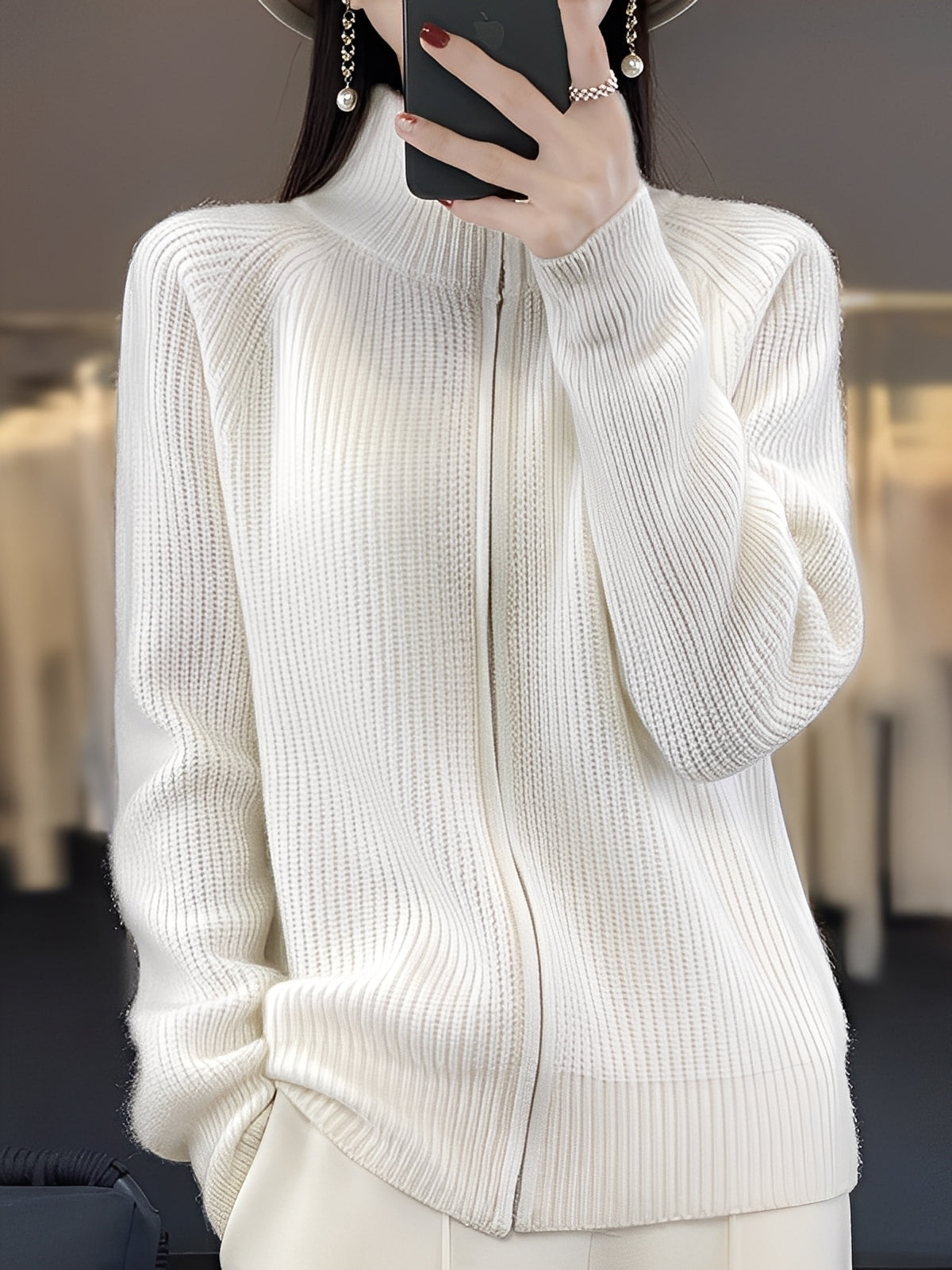 Brylee - Moderne Wollstrickjacke für Damen mit Reißverschluss