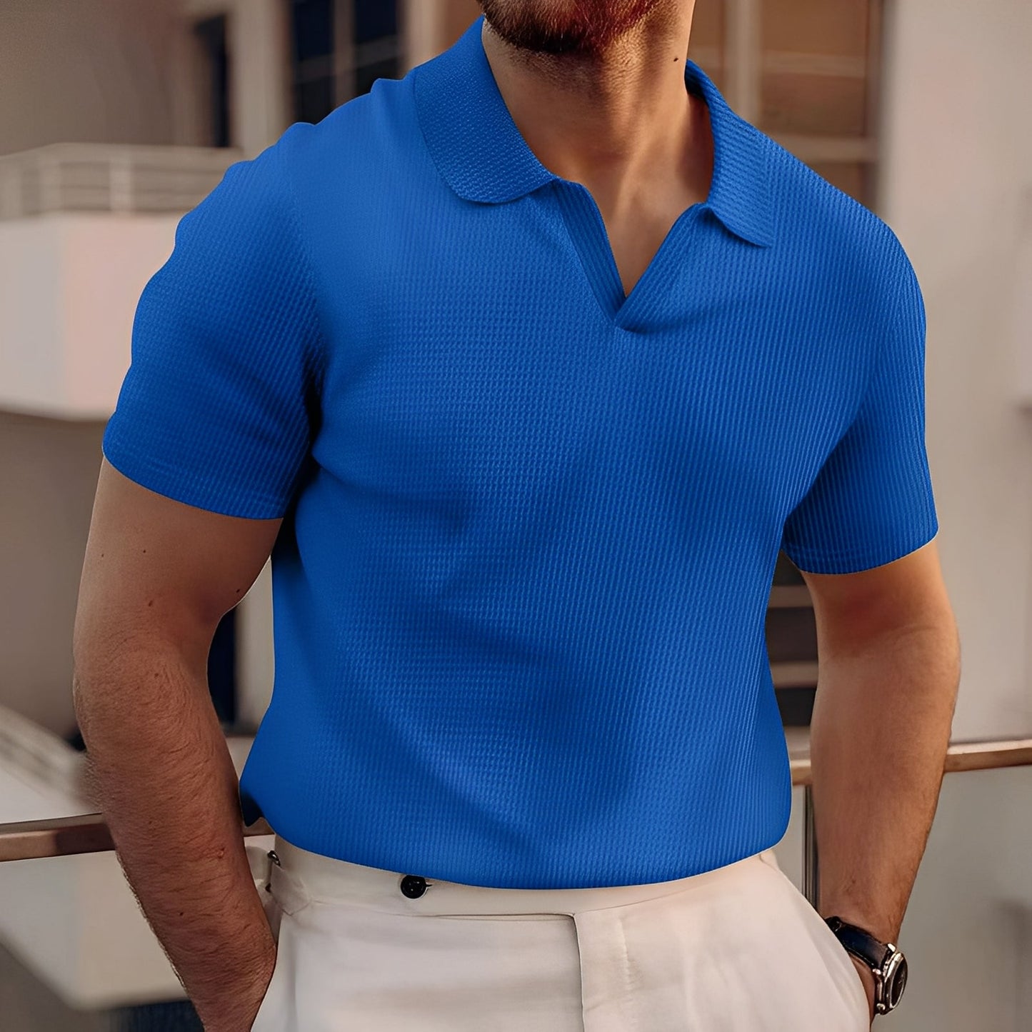 Harley - Schlichtes Herren-Poloshirt mit kurzen Ärmeln und Wabenmuster