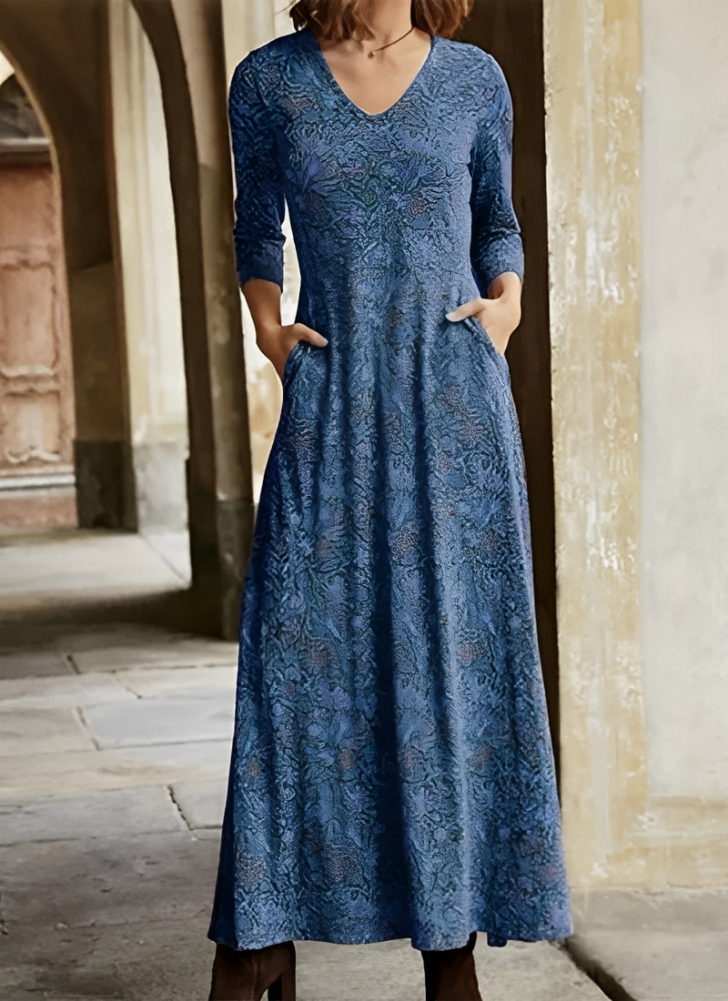 Bernadine - Damenkleid mit langen Ärmeln und Muster