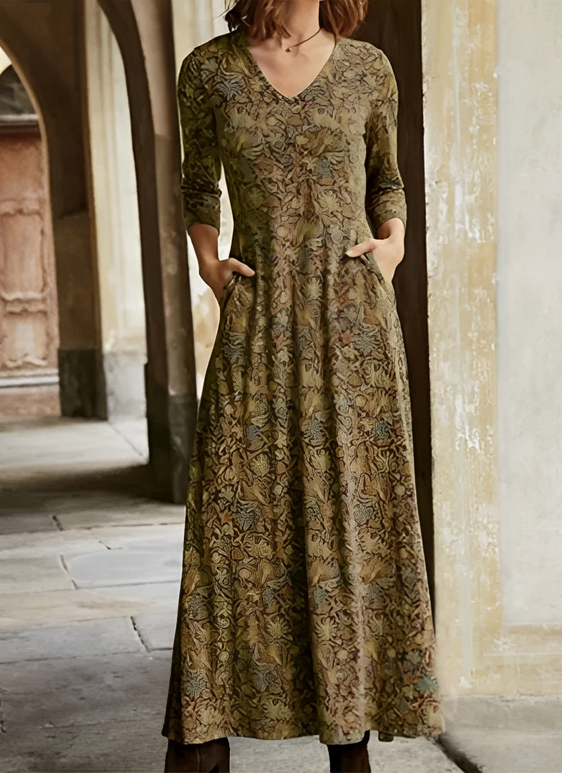 Bernadine - Damenkleid mit langen Ärmeln und Muster