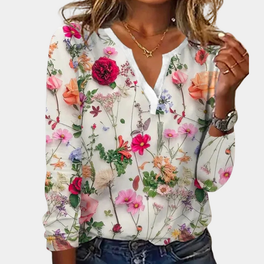 Morwen - Legere Damenbluse mit Blumenmuster