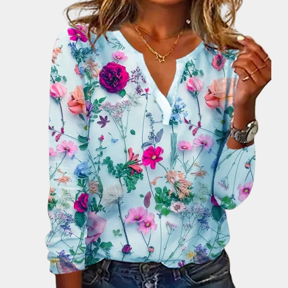Morwen - Legere Damenbluse mit Blumenmuster