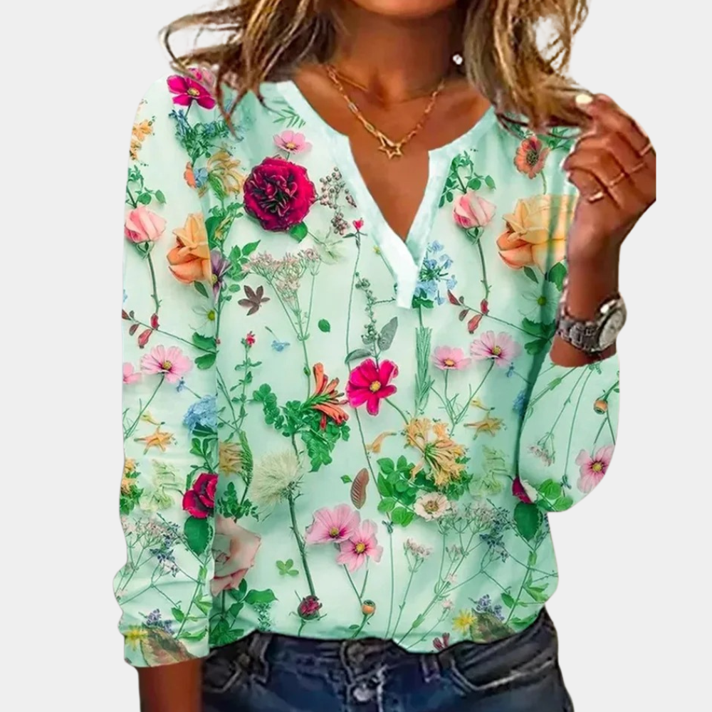 Morwen - Legere Damenbluse mit Blumenmuster