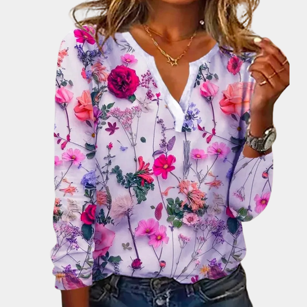 Morwen - Legere Damenbluse mit Blumenmuster